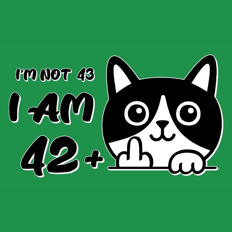 Ich bin nicht 43, ich bin 42 plus 1 Mittelfinger Katzenflip