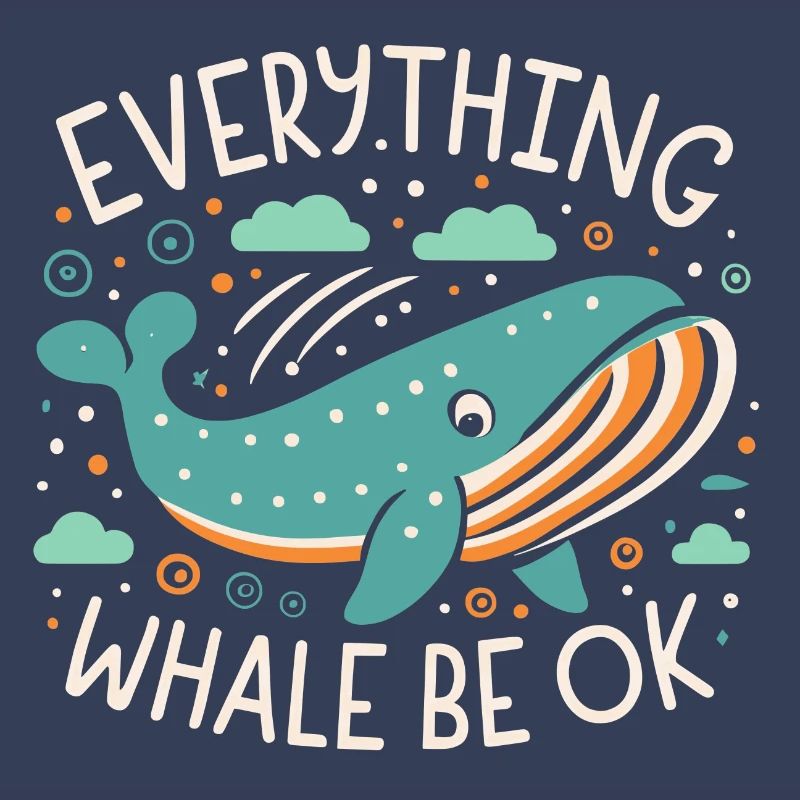 Everything Whale Be Ok - Blauwal Positiv Spruch