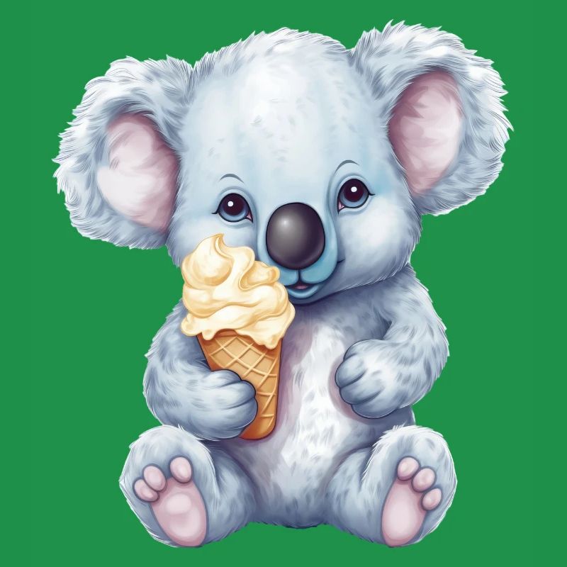 Süßer Comic Koala mit Vanille Softeis