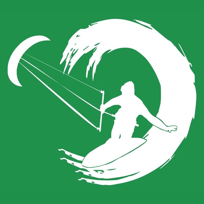 Kitesurfer Silhouette Aventure De Vagues Géantes