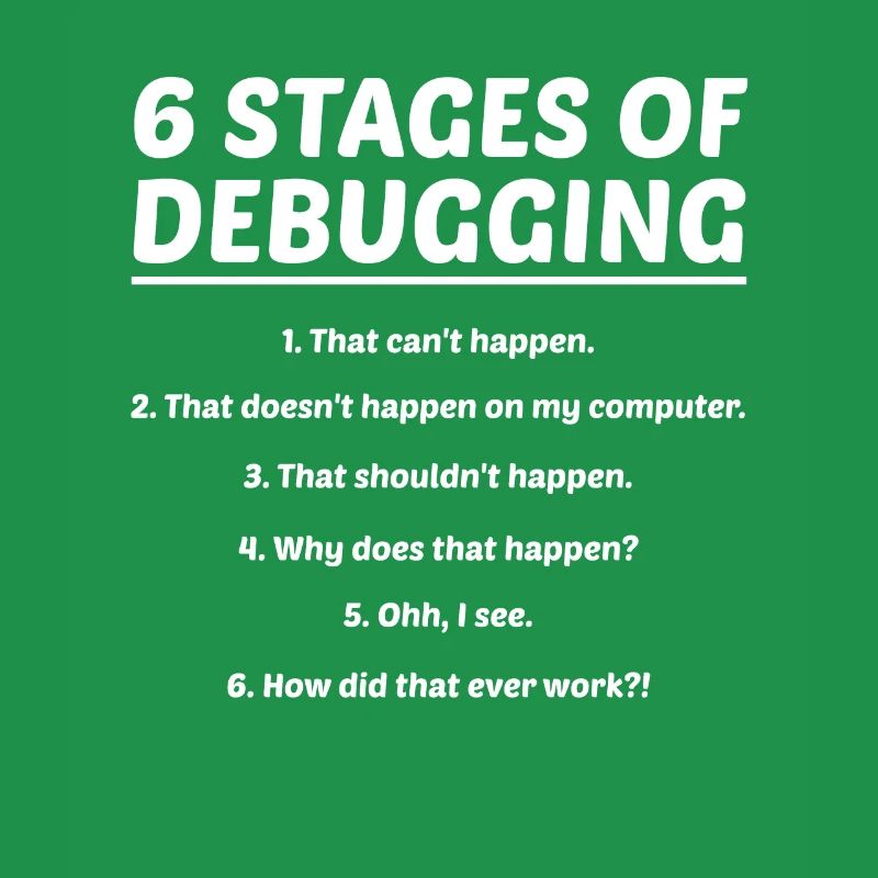 6 Stages Of Debugging Coder Programmer Software De
