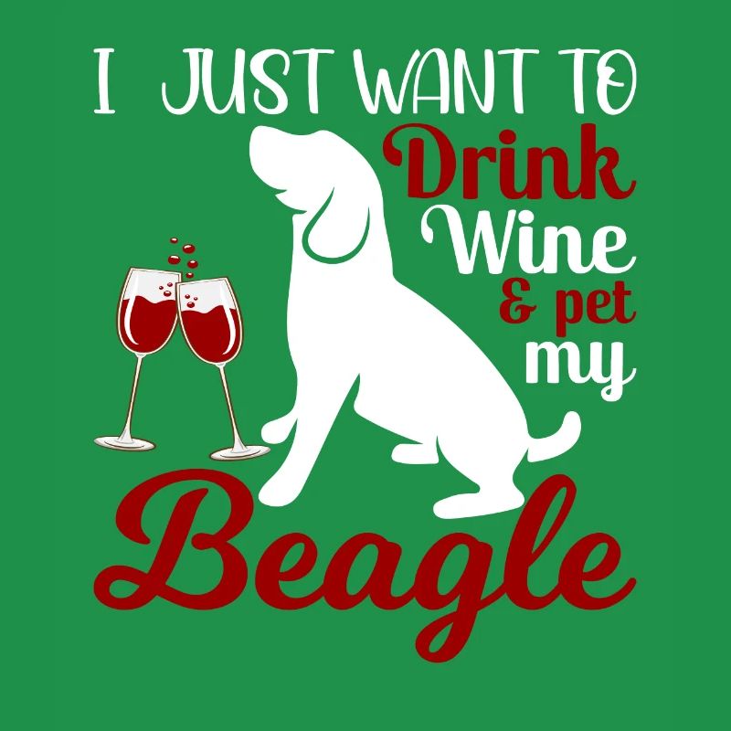 Wine Drinking and Beagle Stroking Funny Graphics