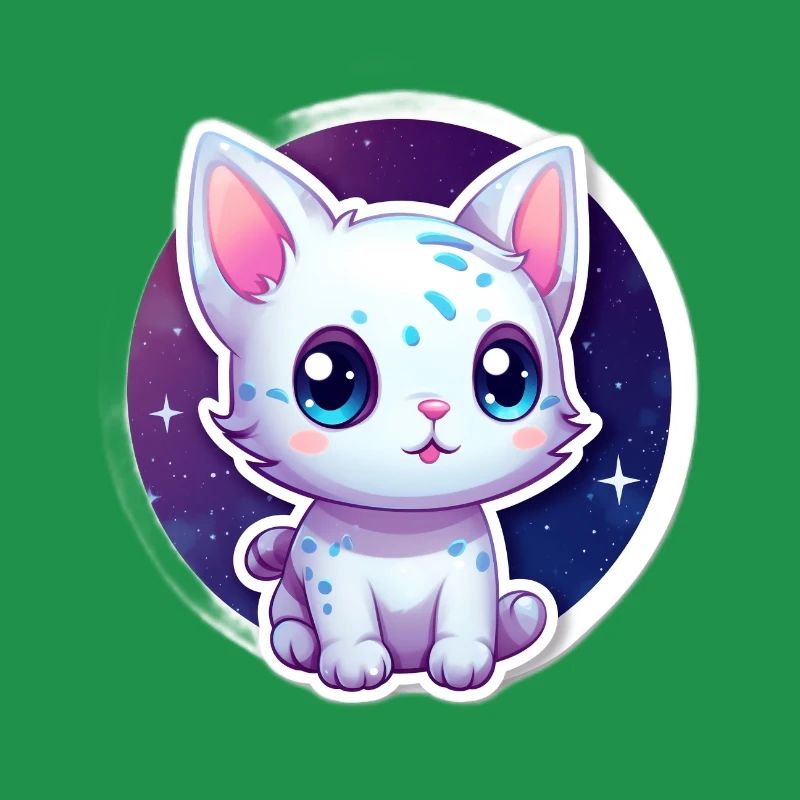 Mignon chat de dessin animé flottant dans l’espace