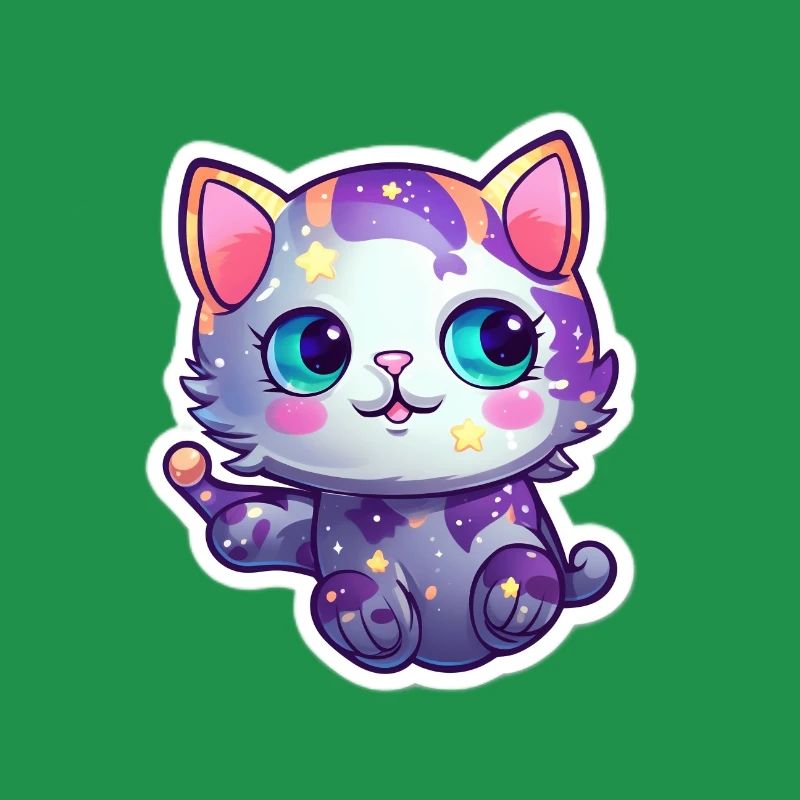 Mignon chat de dessin animé flottant dans l’espace