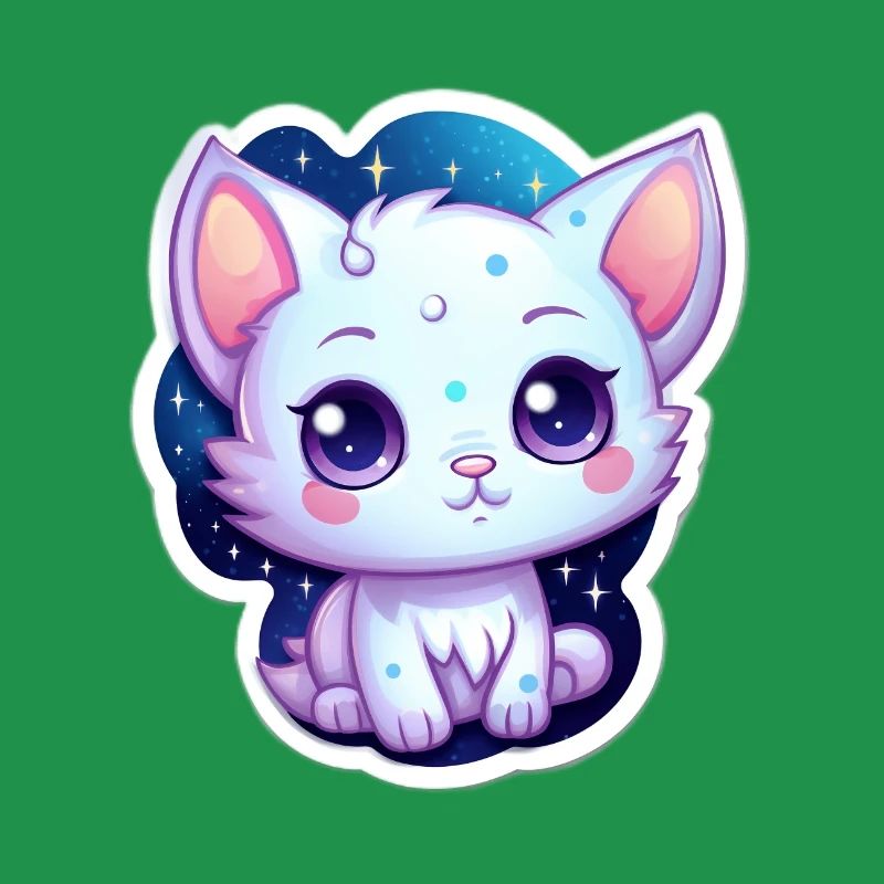 Mignon chat de dessin animé flottant dans l’espace