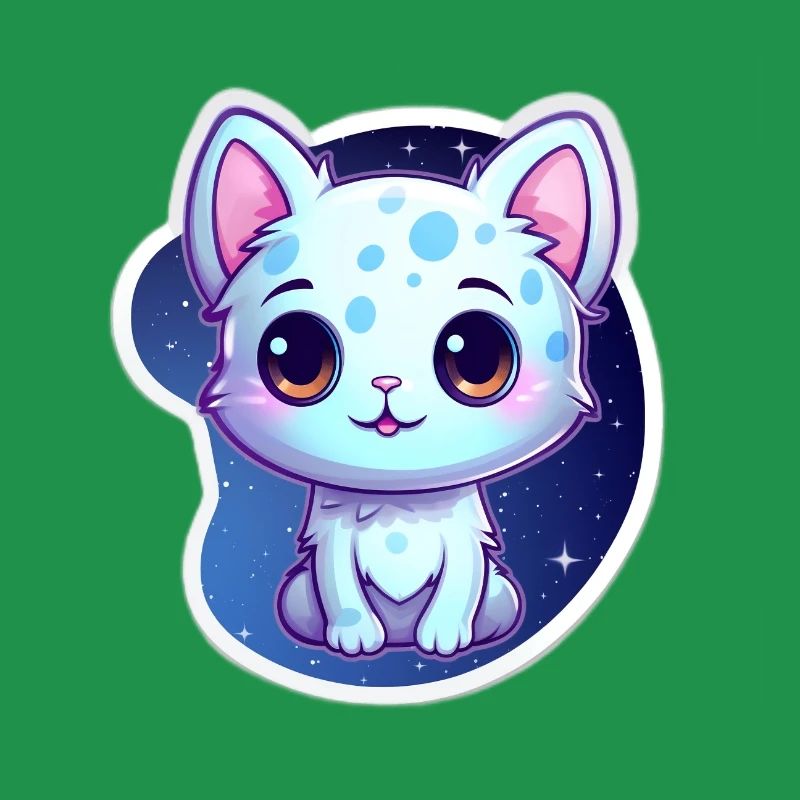 « Kitty Galaxy: Dessin animé mignon flottant dans l’espace »