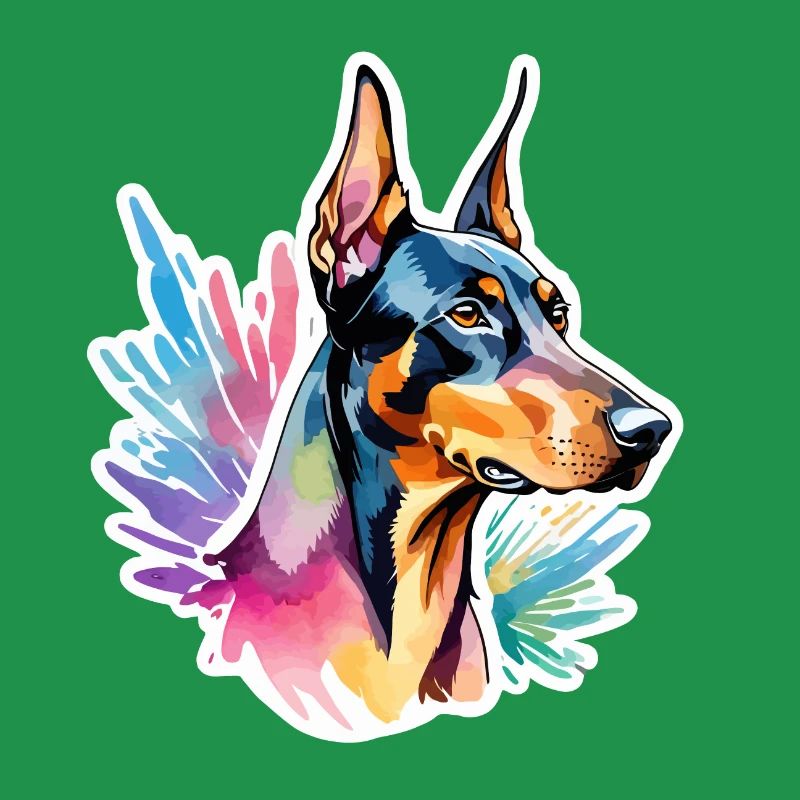 Dobermann Wasserfarben