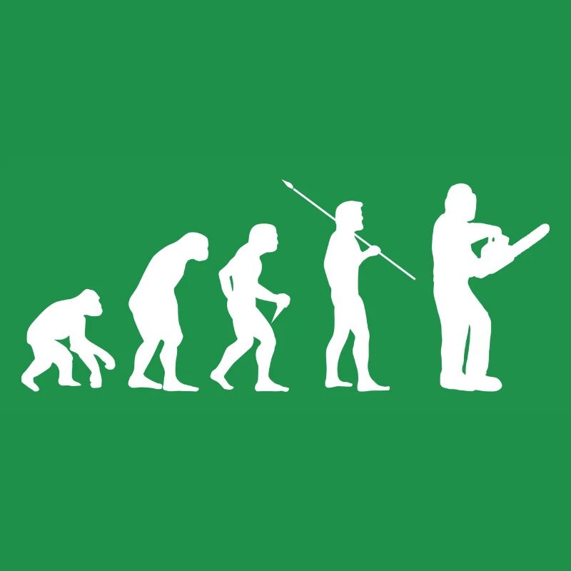 Evolution Forstwirt Holz machen Waldarbeiter