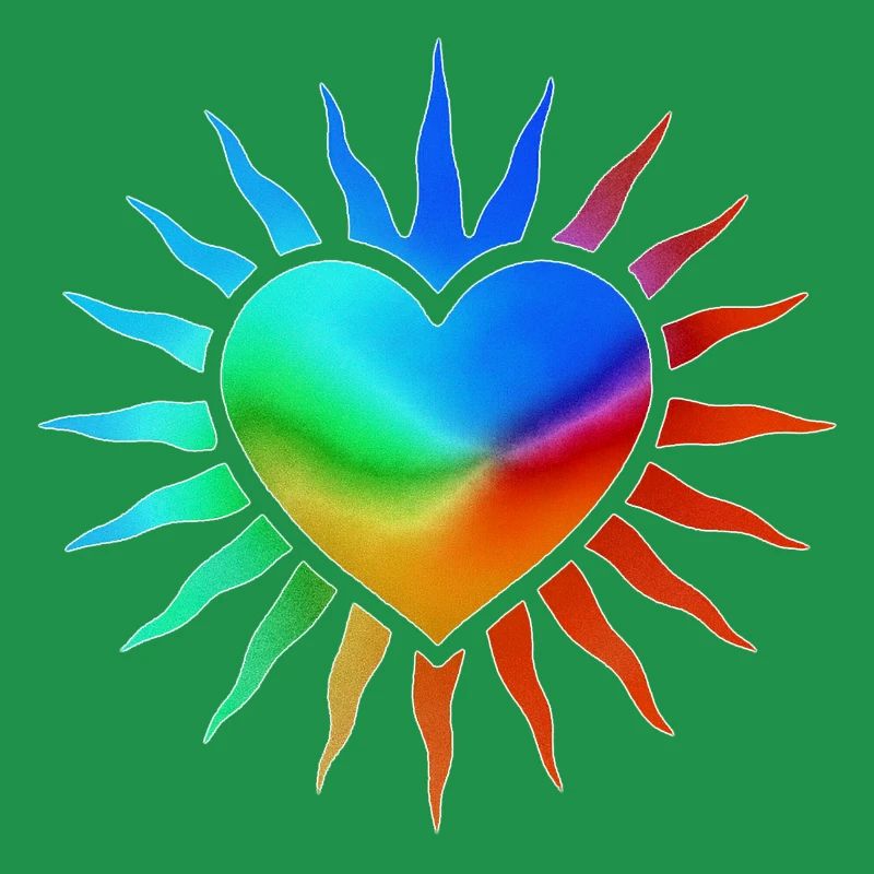Rainbow Heart with Sun Rays