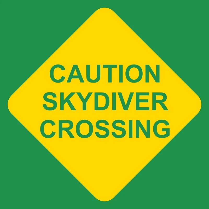 Caution Skydiver Crossing Shield transparent