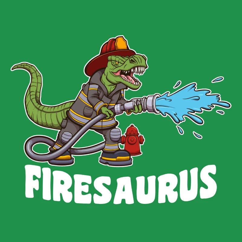 Firesaurus Dinosaur Firefighter Cartoon