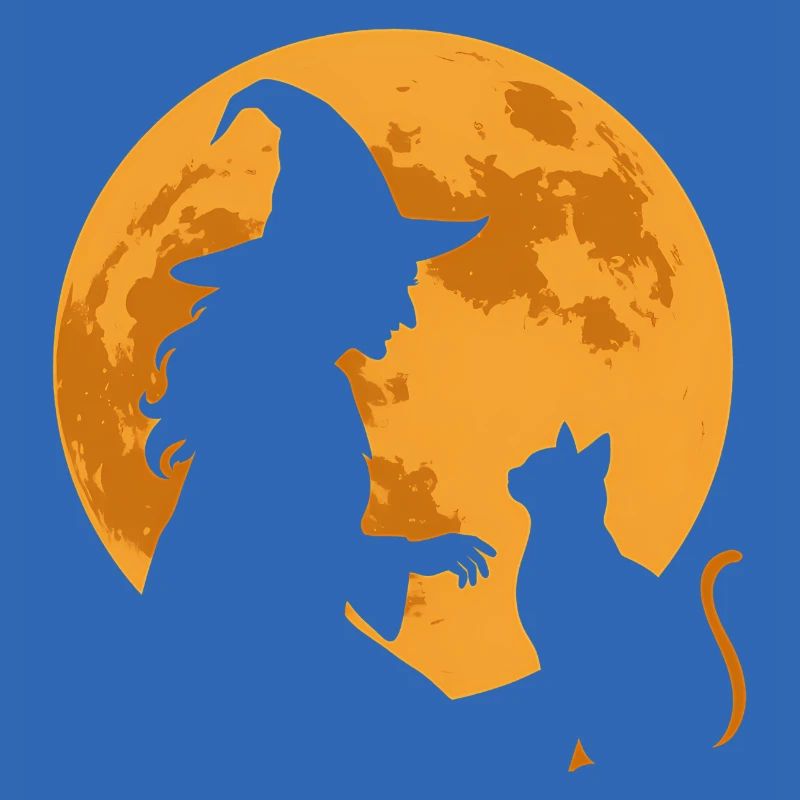 Sort de lune Sorcière et Silhouette de chat