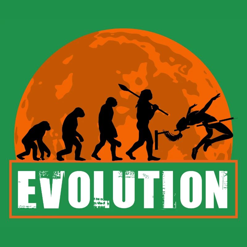Silhouette d’athlète rétro Evolution en saut en hauteur