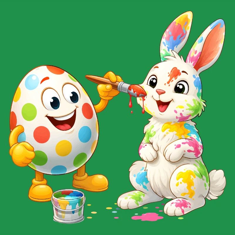 Funny Easter Egg Paints Happy Easter Bunny