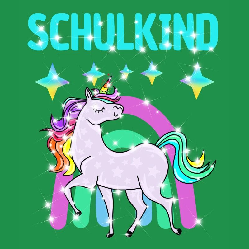 Schulkind Glitzer Einhorn mit Regenbogen