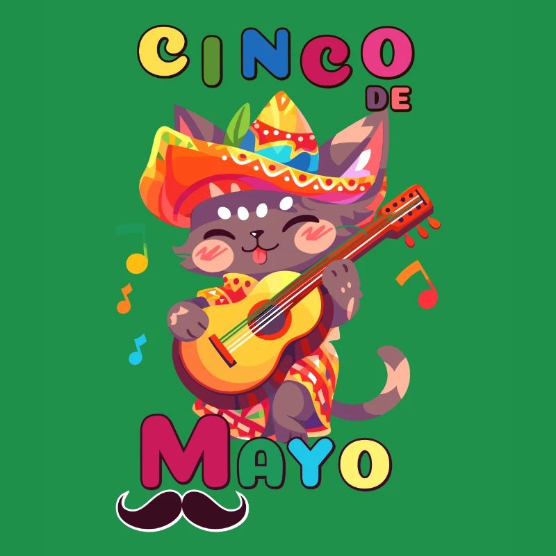 Cinco de Mayo Katze mit einer Gitarre