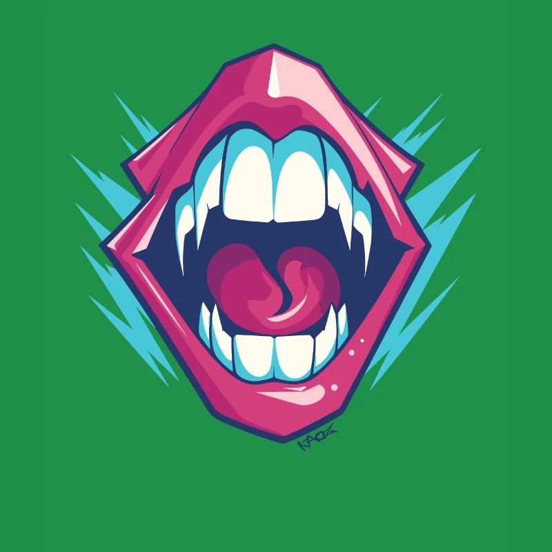 Vampire dentition with sharp teeth