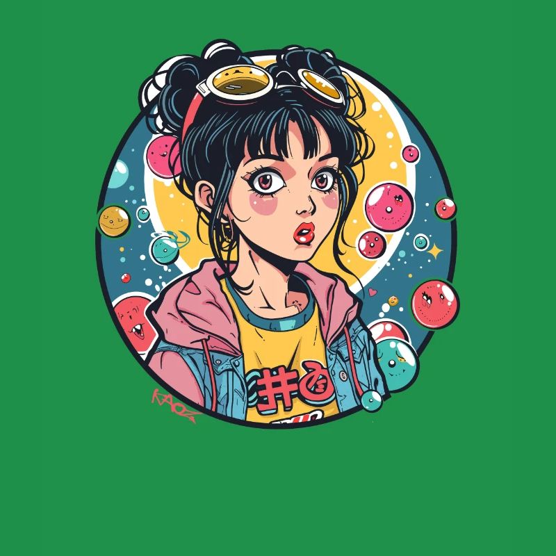 Fille d’anime colorée et sentiments positifs