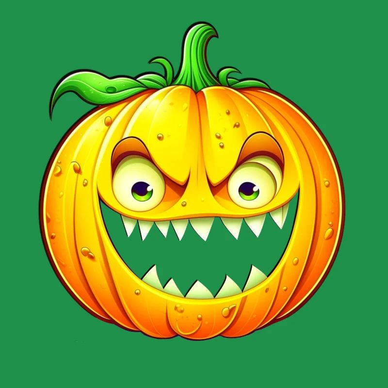halloween, scary pumpkin with sharp teeth