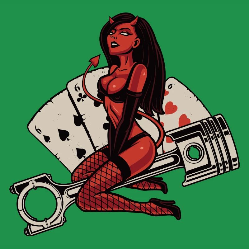 Hot Devil 666 rides on engine piston