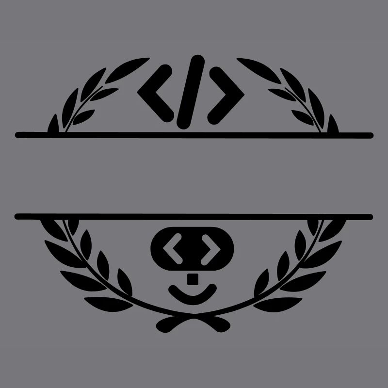 Code-Logo und Code-Smiley im Lorbeerkranz