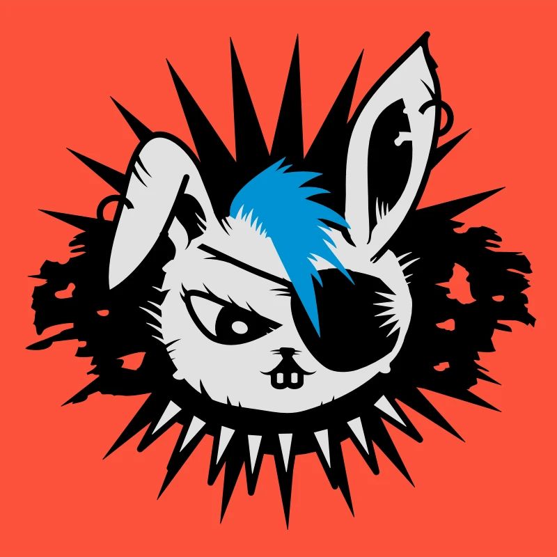 rabbit with an eye patch and a mohawk