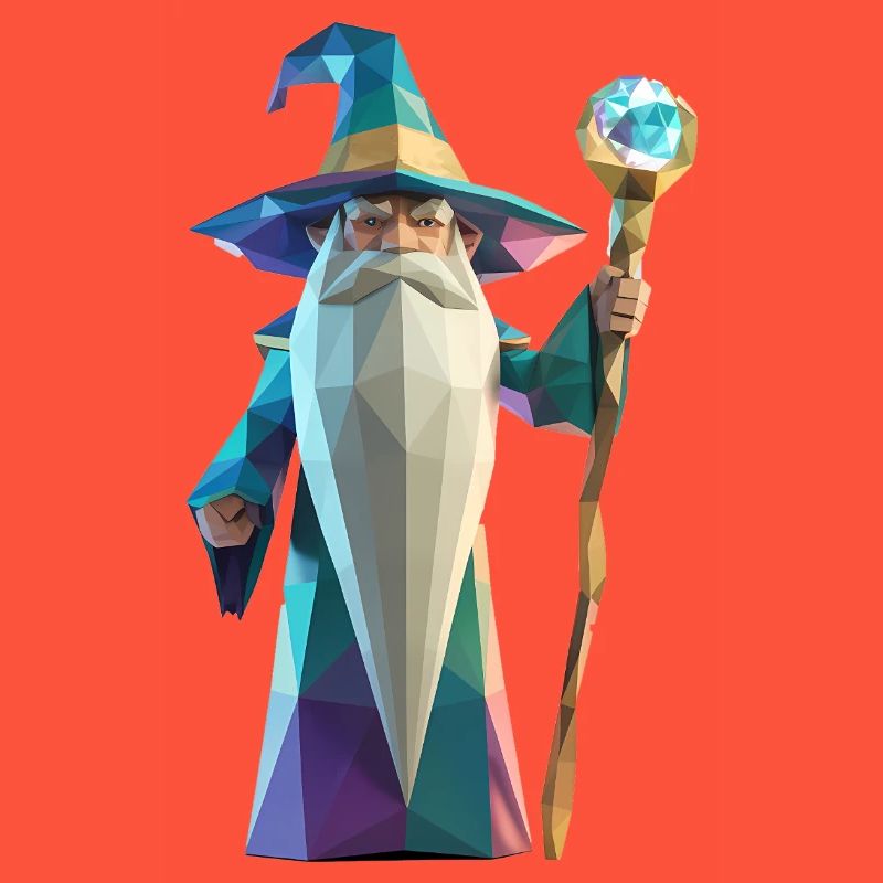 Wise Wizard - Cooles Low-Poly-Logo