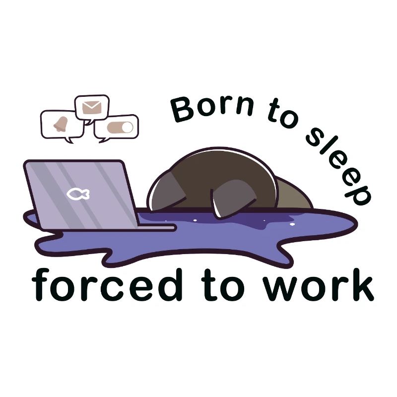Né pour dormir forcé de travailler chat mignon travail
