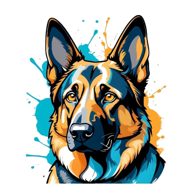 Lebendiger Schäferhund Farbexplosion