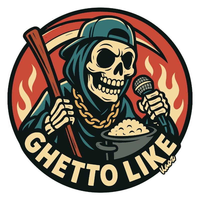 Skeleton with Microphone and Ghetto Like