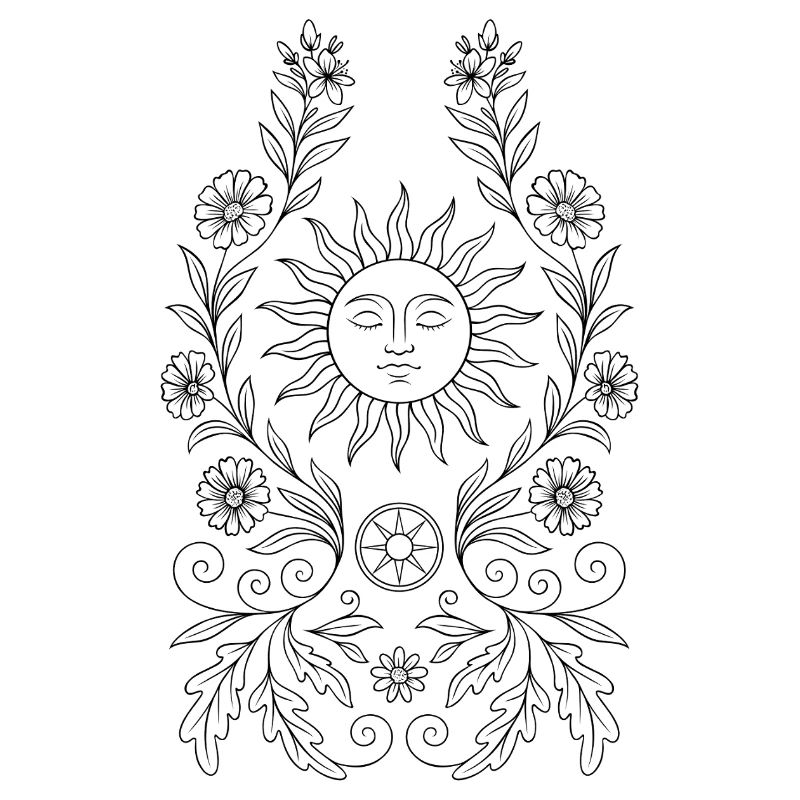 Midsummer Coloring Page - DIY Sun for Litha