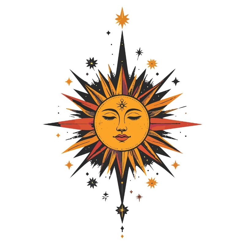 Sun Star Talisman Pattern Sun Moon Stars