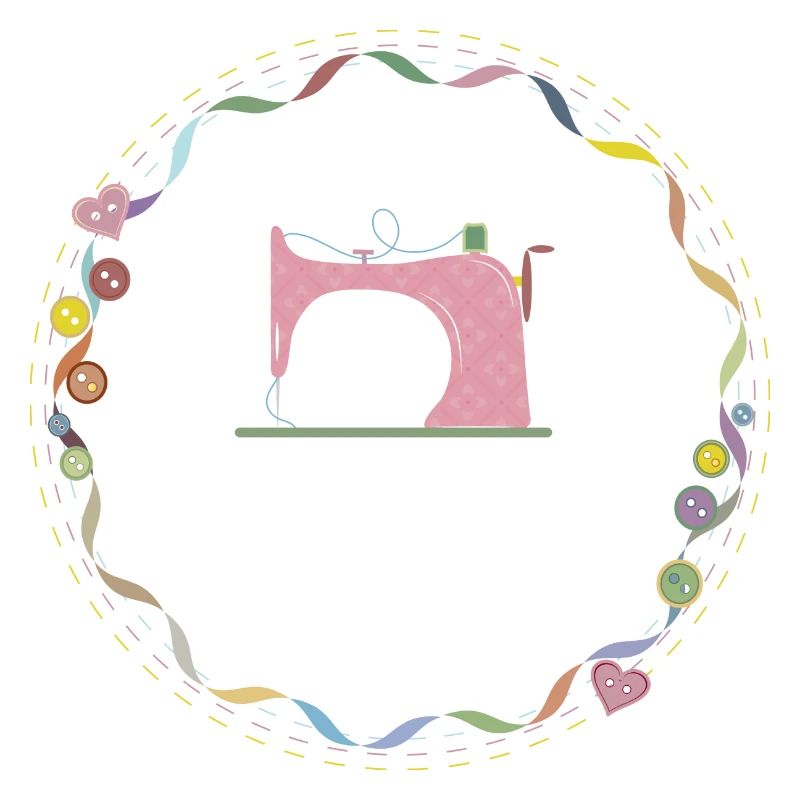 nostalgic colorful sewing machine with buttons