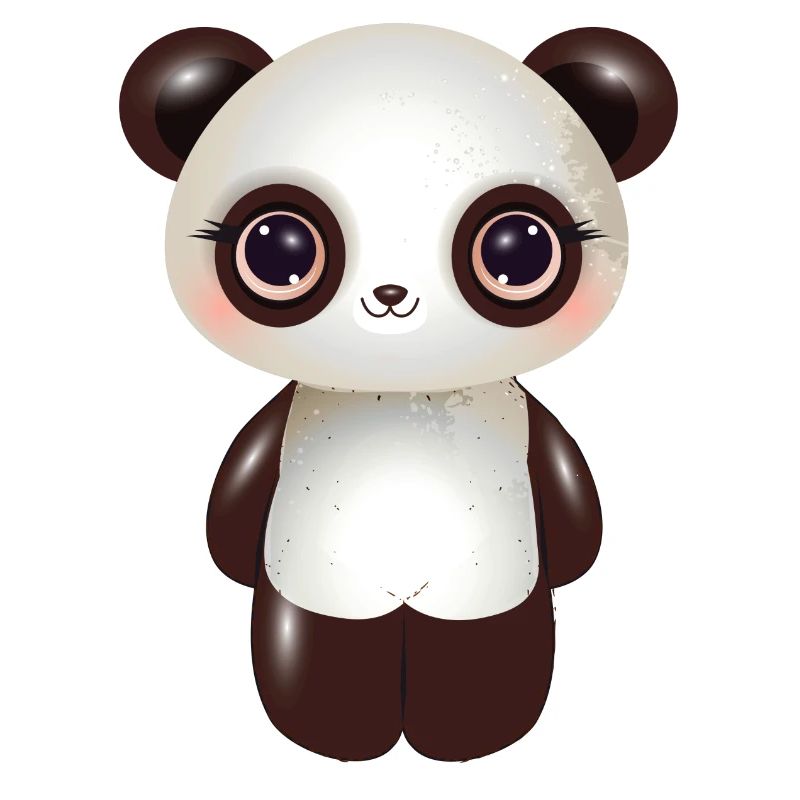 cute panda with pink cheeks in comic style