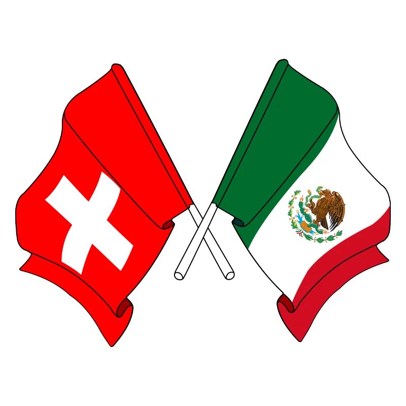 Drapeau de la Suisse et drapeau du Mexique