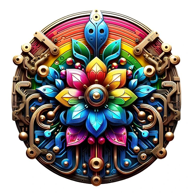 Psychedelic Steampunk Flower Rainbow