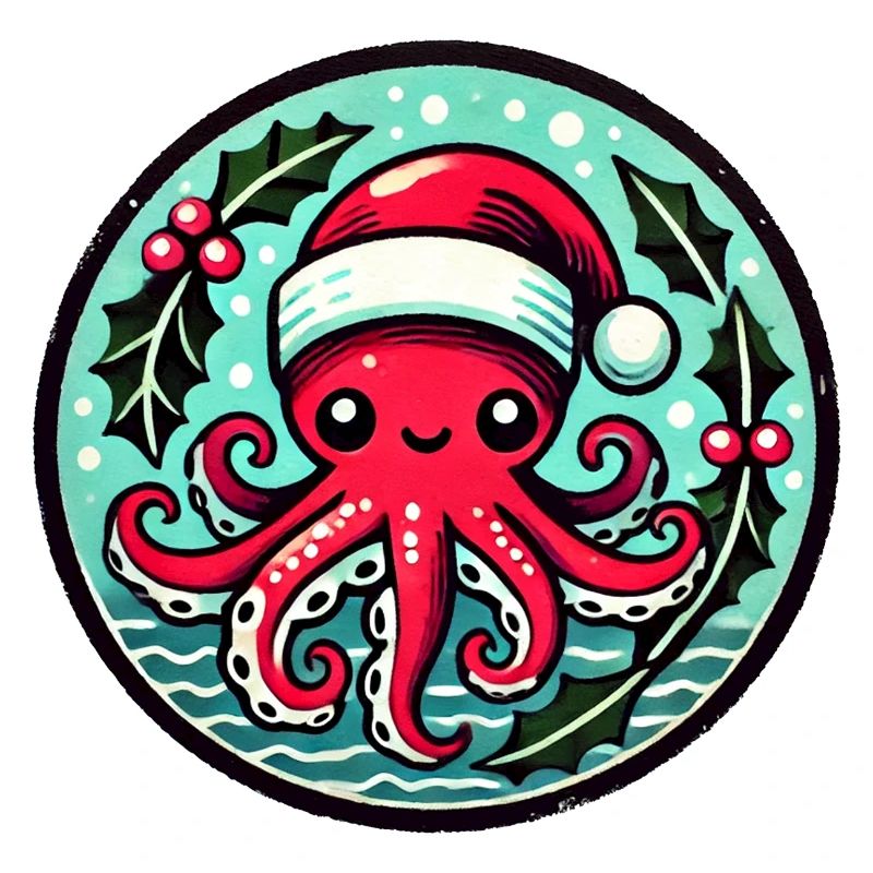 Santa Octopus Christmas Patch