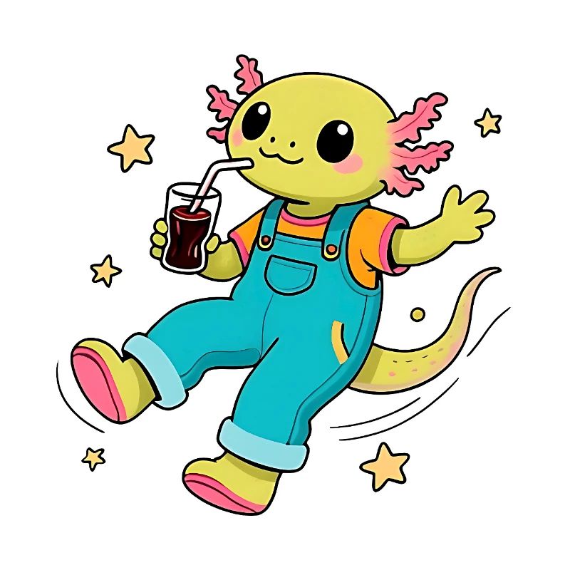 Axolotl joyeux flottant dans l'espace