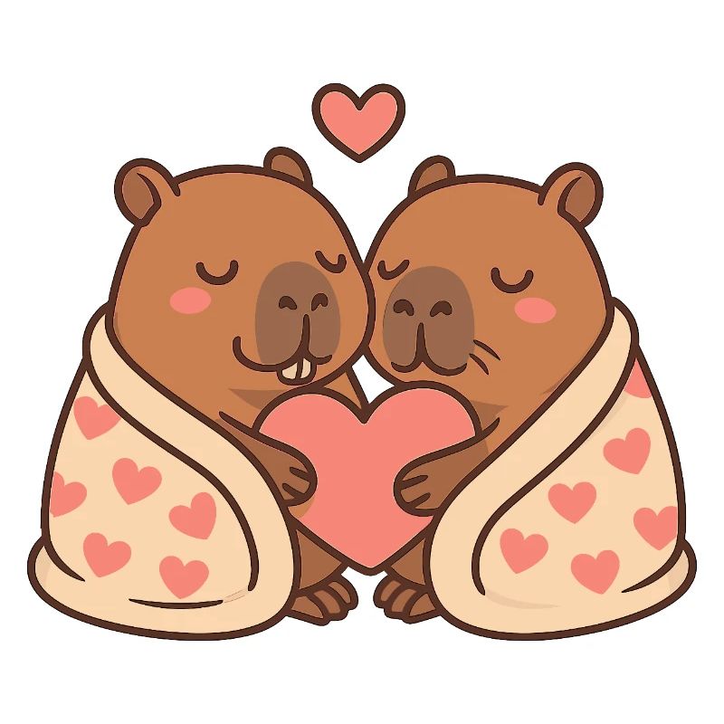 Capybara Paar – Eingekuschelt mit Herzmotiv