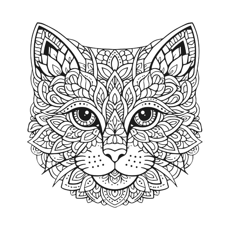 Visage de chat de Mandala