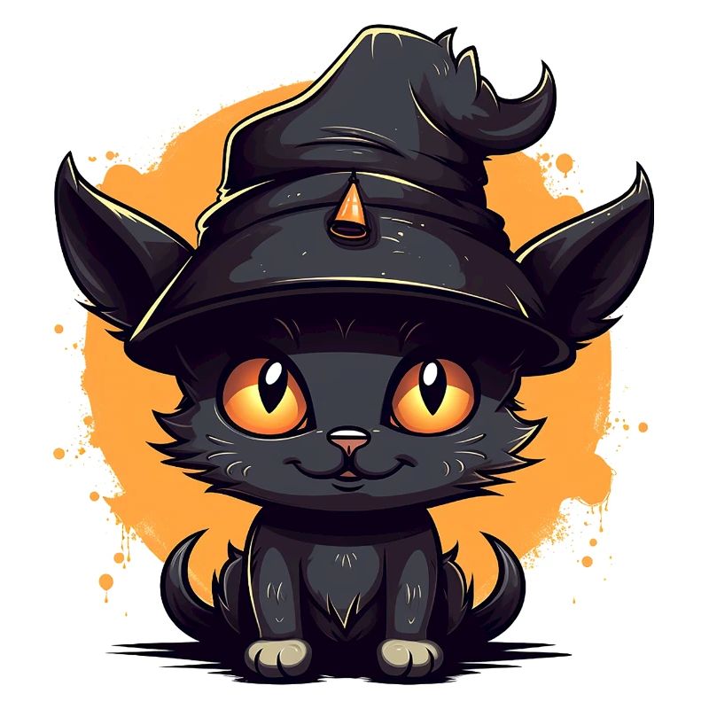Chat sorcier dans un look d’Halloween - chat