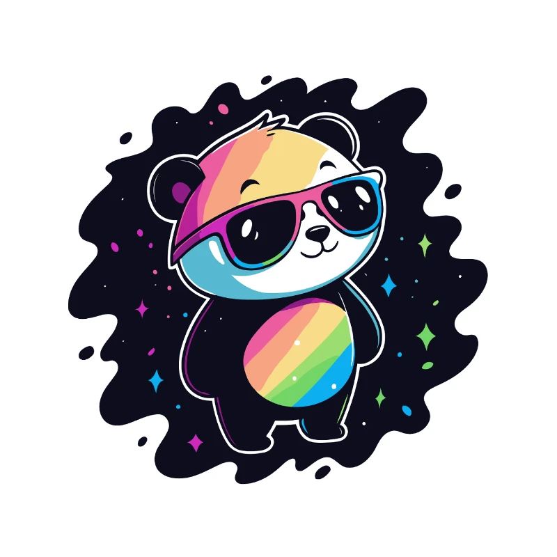 Panda arc-en-ciel galaxie lunettes cool