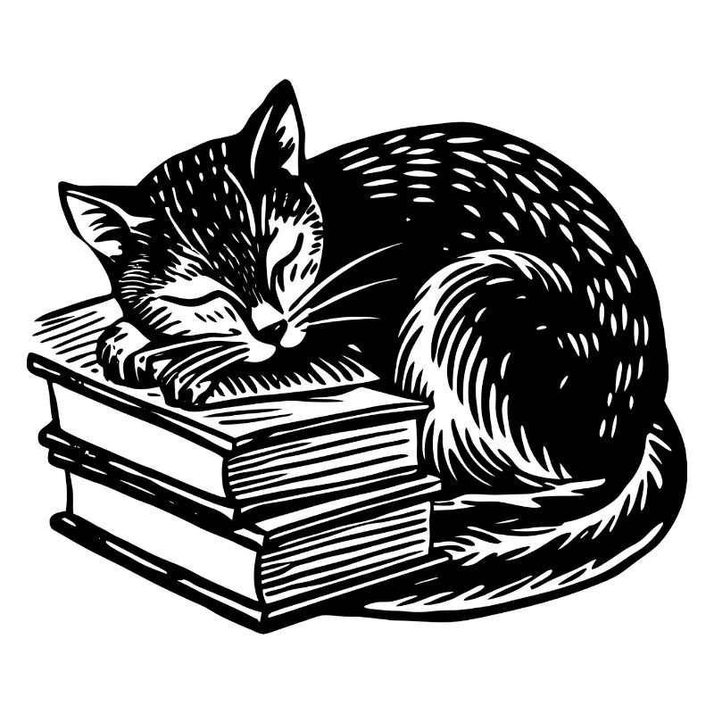 Cat sleeping on book
