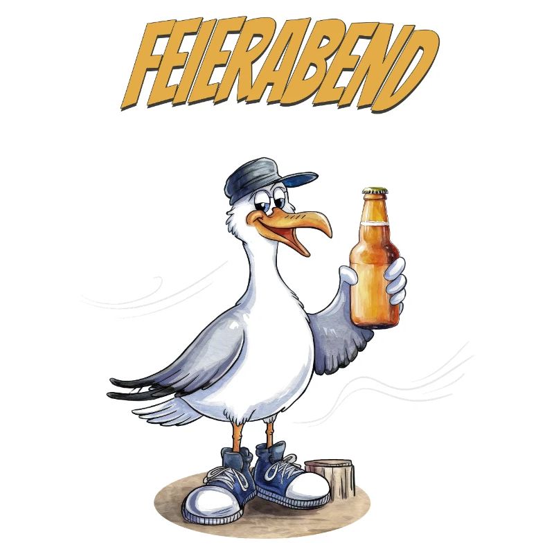 Feierabend Möwe Bierlustig Spruch