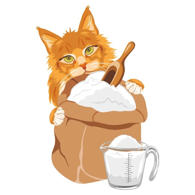 Die rote Katze lugt hinter dem Sack hervor