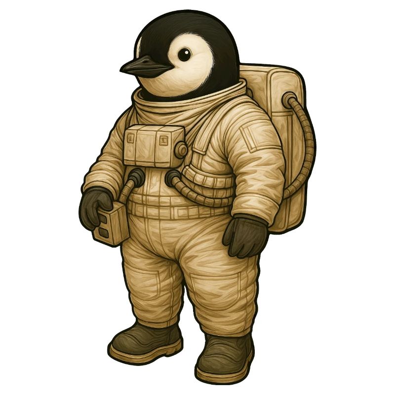 Mignon pingouin astronaute dans l’aventure spatiale