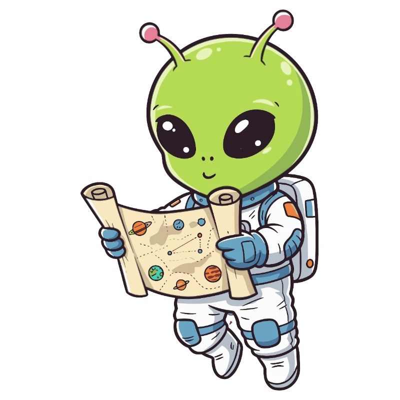 Alien Astronaut with Map