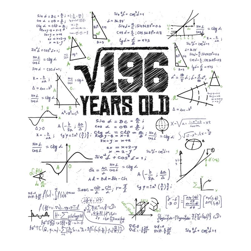 Square Root of 196 Math Nerd 13th Birthday
