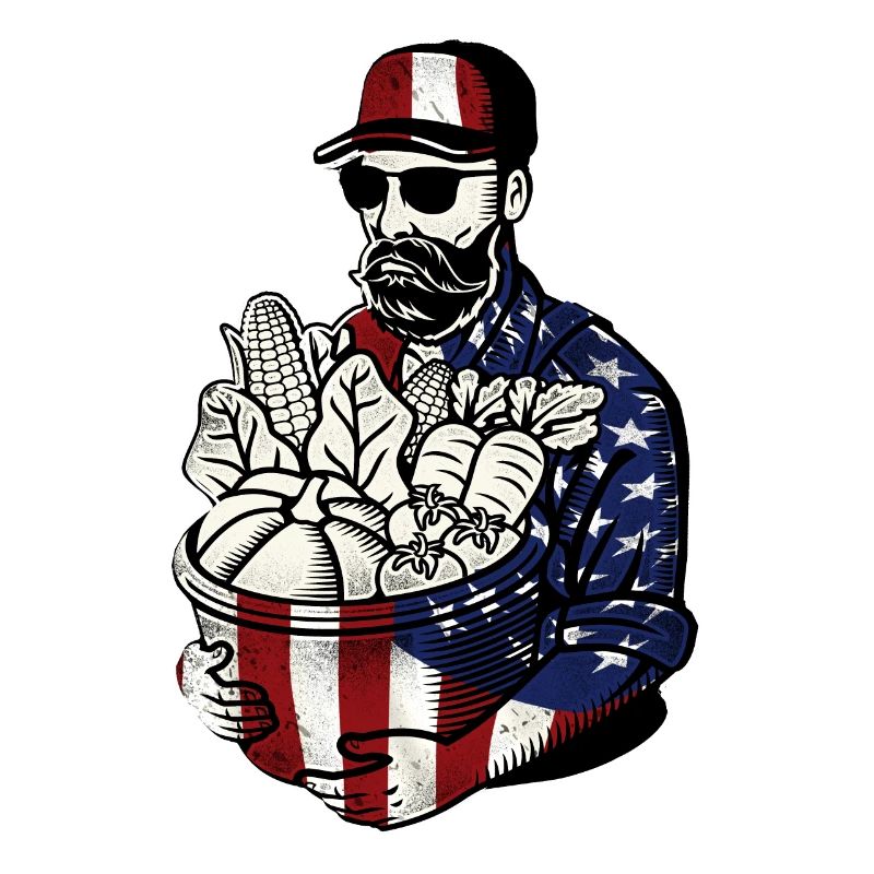 Farming Farmer American Flag Us