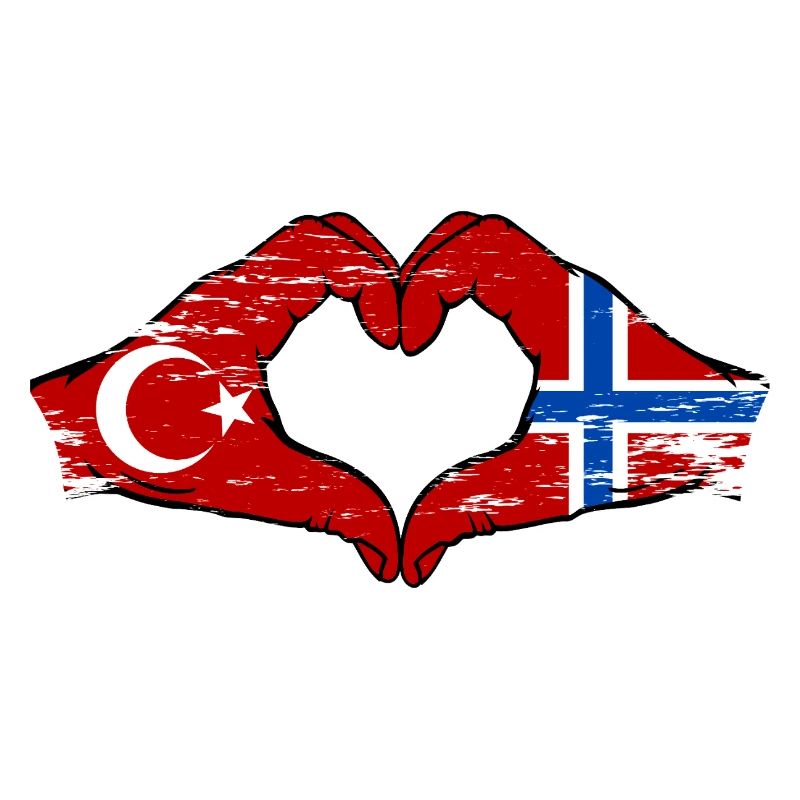 Turquie Norvège drapeau mains coeur forme utilisé